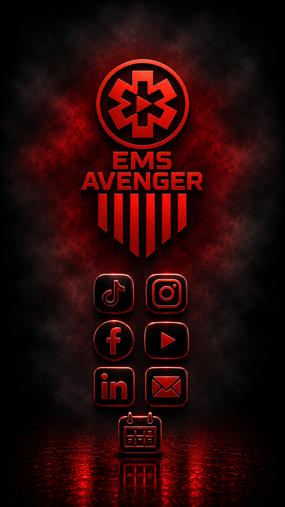 EMS Avenger logo and social media links