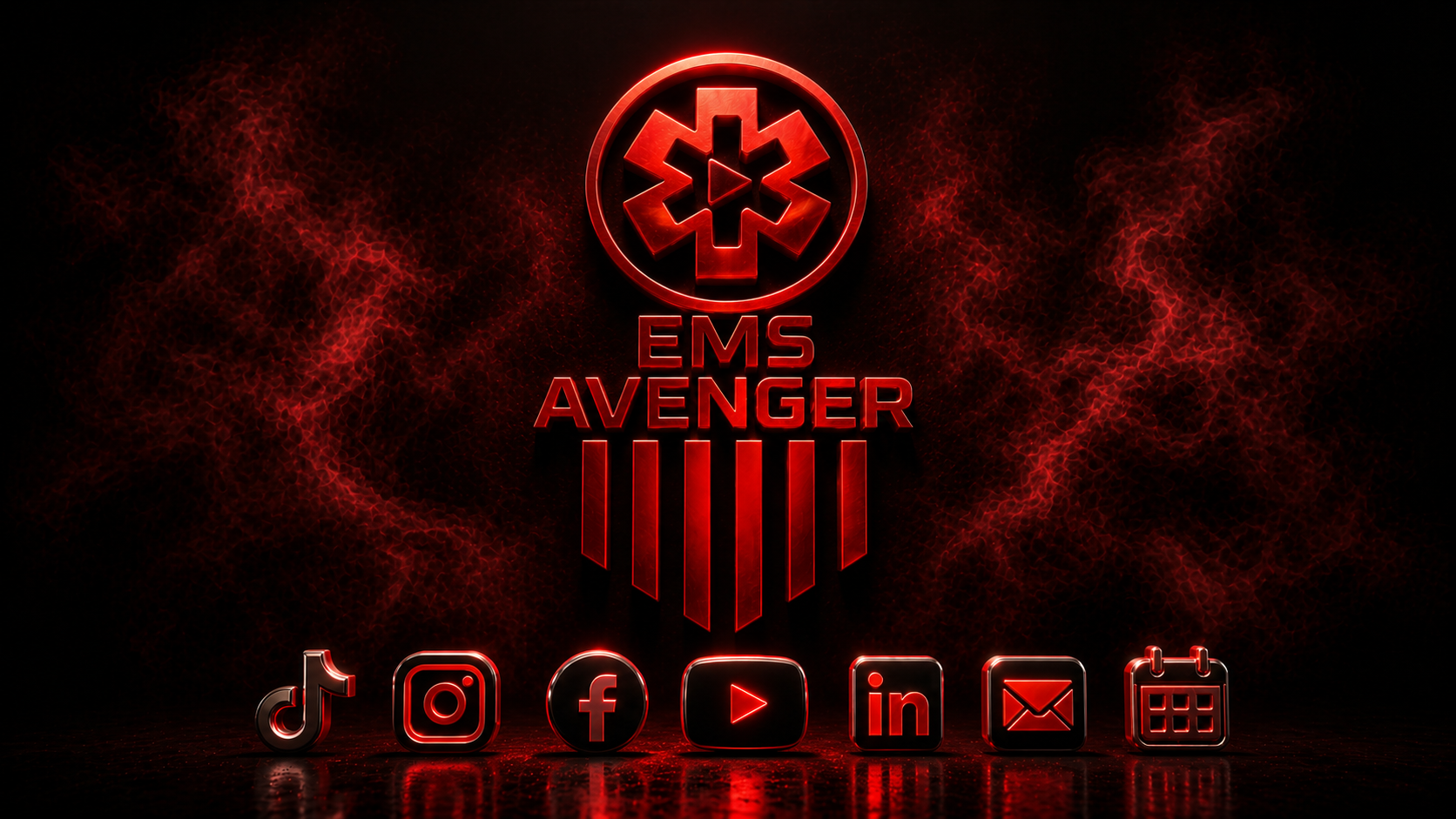 EMS Avenger logo and social media links